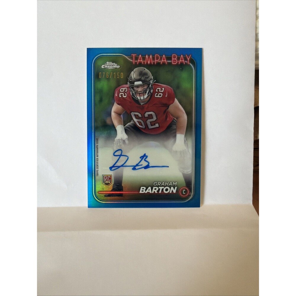 2024 Topps Chrome Graham Barton RC Blue Refractor Auto 76/150 Bucs